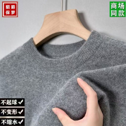 秋冬季舒適毛衫加厚圓領毛衣男中年休閒打底針織衫爸爸男款裝上衣