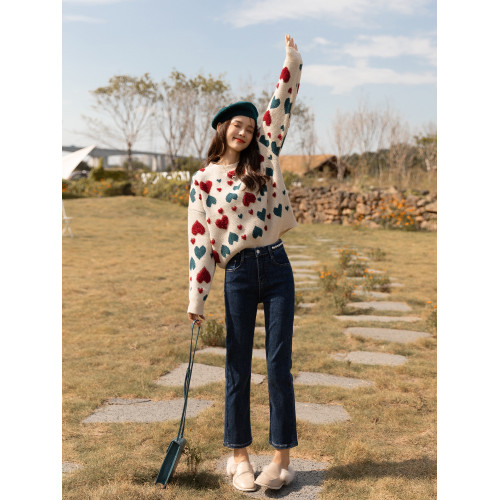 愛心毛衣女復古日系2025秋冬季韓版寬松顯瘦加厚套頭針織衫女潮 愛心毛衣女復古日系2025秋冬季韓版寬松顯瘦加厚套頭針織衫女潮