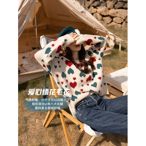 愛心毛衣女復古日系2025秋冬季韓版寬松顯瘦加厚套頭針織衫女潮 愛心毛衣女復古日系2025秋冬季韓版寬松顯瘦加厚套頭針織衫女潮