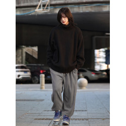 你初戀老王高領毛衣男針織打底衫長袖寬松復古純色百搭情侶同款女