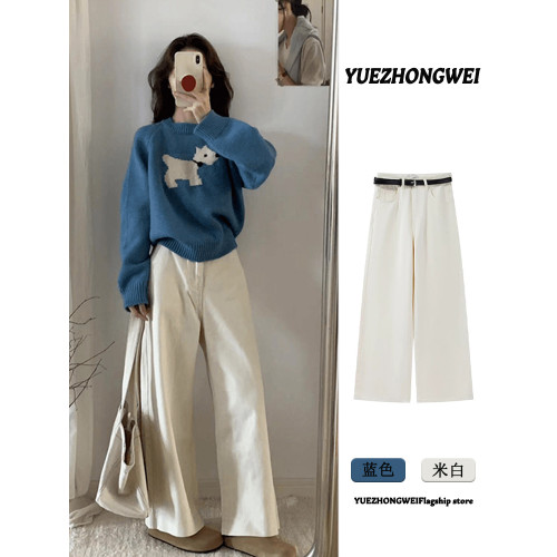 藍色圓領套頭軟糯卡通小狗毛衣女秋冬季加厚寬松慵懶風針織衫上衣 藍色圓領套頭軟糯卡通小狗毛衣女秋冬季加厚寬松慵懶風針織衫上衣