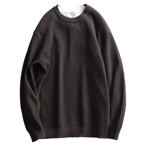 介乙 坑條紋理圓領毛衣男慵懶風潮流韓系提花針織衫保暖單穿上衣 介乙 坑條紋理圓領毛衣男慵懶風潮流韓系提花針織衫保暖單穿上衣