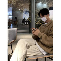 韓國ulzzang翻領毛衣男高級感寬松針織polo衫東大門潮牌線衣外套