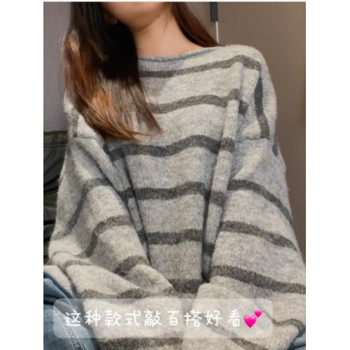 巨好看的條紋毛衣女秋冬寬松慵懶加厚早秋獨特漂亮超好看單穿上衣 巨好看的條紋毛衣女秋冬寬松慵懶加厚早秋獨特漂亮超好看單穿上衣