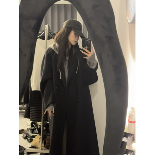 韓國慵懶風寬松灰色拉鍊連帽衫秋冬休閒高級針織開衫休閒開衫外套