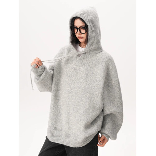 BWKA重磅900g慵懶風連帽針織衫女男冬季新款寬松休閒百搭毛衣外套 BWKA重磅900g慵懶風連帽針織衫女男冬季新款寬松休閒百搭毛衣外套