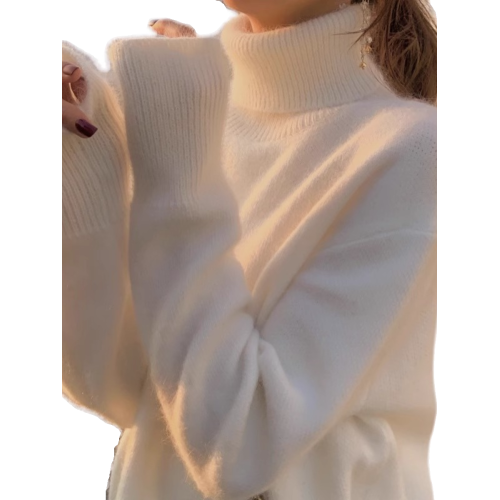 秋冬水貂絨軟糯白色高領毛衣女加厚馬海毛內搭寬松慵懶打底針織衫 秋冬水貂絨軟糯白色高領毛衣女加厚馬海毛內搭寬松慵懶打底針織衫