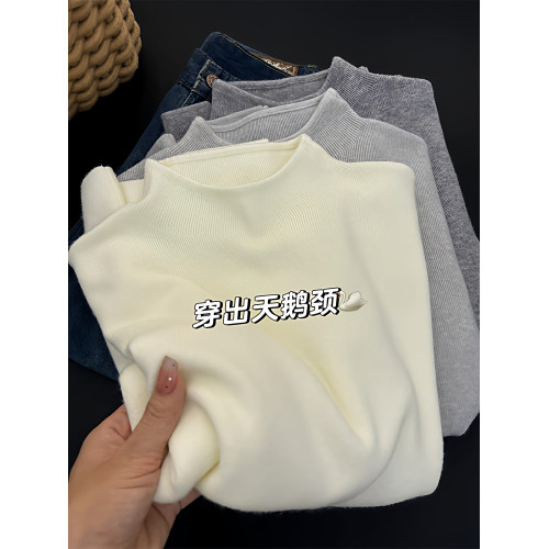 韓系半高領白色軟糯長袖針織打底衫女內搭小個子修身顯瘦上衣秋冬 韓系半高領白色軟糯長袖針織打底衫女內搭小個子修身顯瘦上衣秋冬