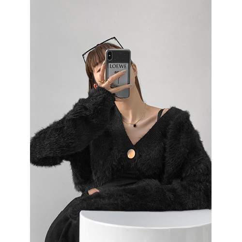 美式復古水貂絨開衫毛衣女秋冬新款慵懶風寬松百搭針織短外套上衣 美式復古水貂絨開衫毛衣女秋冬新款慵懶風寬松百搭針織短外套上衣