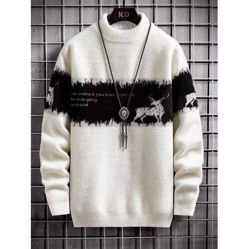 啄木鳥男毛衣新款一體絨半高領青年針織衫水貂絨保暖毛線衣服冬 啄木鳥男毛衣新款一體絨半高領青年針織衫水貂絨保暖毛線衣服冬