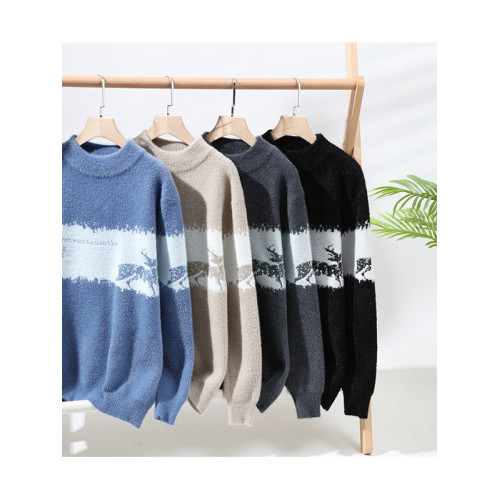 啄木鳥男毛衣新款一體絨半高領青年針織衫水貂絨保暖毛線衣服冬 啄木鳥男毛衣新款一體絨半高領青年針織衫水貂絨保暖毛線衣服冬