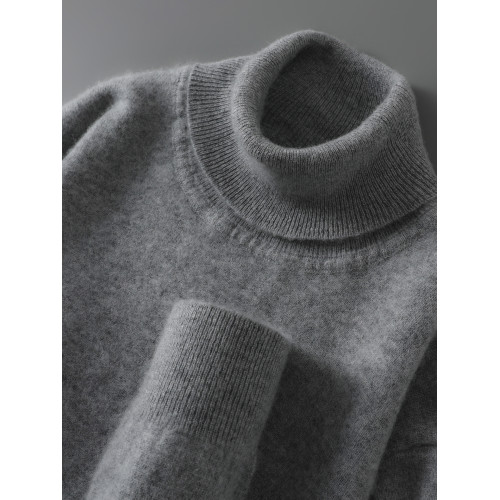 100%純羊毛衫男士可翻高領毛衣大碼套頭羊絨衫寬松針織時尚打底衫 100%純羊毛衫男士可翻高領毛衣大碼套頭羊絨衫寬松針織時尚打底衫