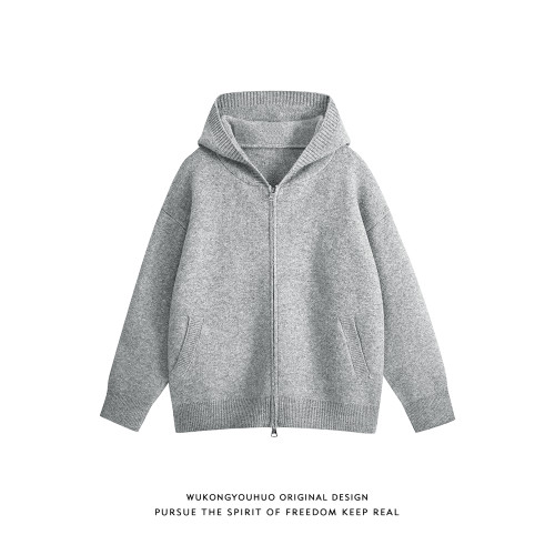 悟空有貨美式復古純色拉鍊開衫連帽毛衣男女老錢風情侶休閒針織衫 悟空有貨美式復古純色拉鍊開衫連帽毛衣男女老錢風情侶休閒針織衫