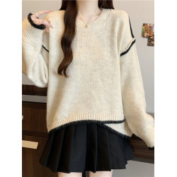 2025秋冬新款寬松慵懶毛衣上衣大碼女裝胖mm獨特超好看長袖針織衫