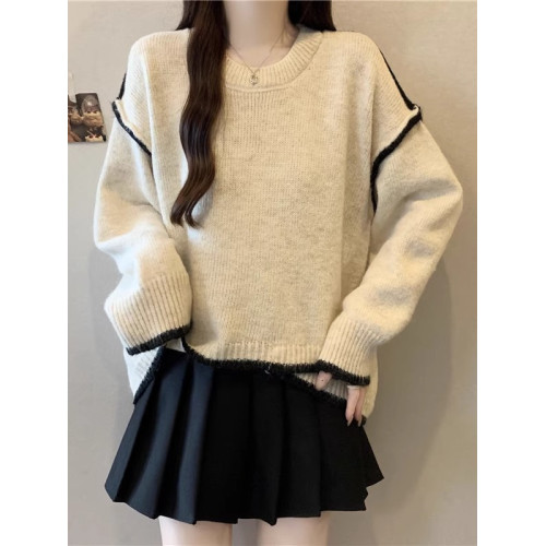 2025秋冬新款寬松慵懶毛衣上衣大碼女裝胖mm獨特超好看長袖針織衫 2025秋冬新款寬松慵懶毛衣上衣大碼女裝胖mm獨特超好看長袖針織衫