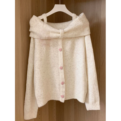 2025新款慵懶風一字肩毛衣女秋冬季內搭韓系高級感針織衫露肩上衣