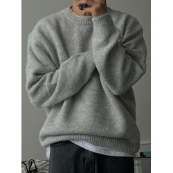 SSUMENAM「韓系 極簡 慵懶」秋冬季毛衣男保暖休閒百搭針織衫外套