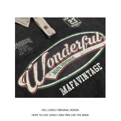 Feel lonely潮牌復古運動風翻領衛衣春季新款情侶寬松長袖POLO衫