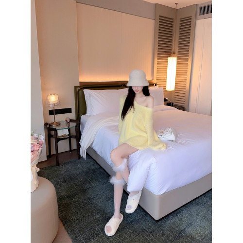 Eva君君醬純欲甜美仿水貂絨v領軟糯針織毛衣女寬松顯瘦慵懶風上衣