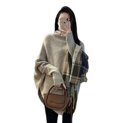 慵懶風高領毛衣女秋冬季2025新款爆款不規則針織衫上衣設計感小衆