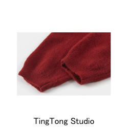 聖誕款紅色不規則毛衣兩件套女2024秋冬新款氛圍感一字肩針織上衣