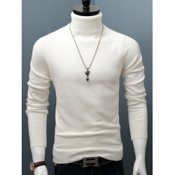 高領羊絨毛衣男士寬松秋冬裝厚款保暖純色韓版打底針織衫線衣潮流