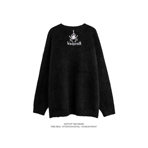 WHXS美式國潮慵懶風字母套頭針織衫休閒情侶毛衣秋季新款