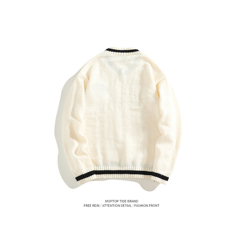 WHXS日系學院風V領針織衫男女秋冬復古寬松慵懶百搭情侶休閒毛衣 WHXS日系學院風V領針織衫男女秋冬復古寬松慵懶百搭情侶休閒毛衣