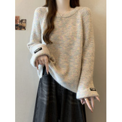 大碼高級穿搭內搭針織打底毛衣女秋冬季胖mm顯瘦慵懶寬松正肩上衣