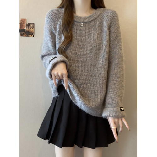 大碼高級穿搭內搭針織打底毛衣女秋冬季胖mm顯瘦慵懶寬松正肩上衣