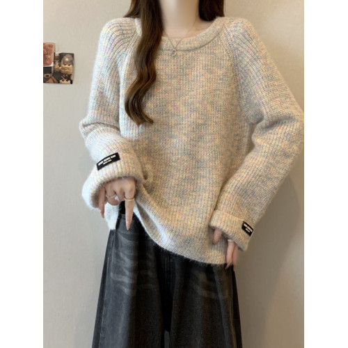 大碼高級穿搭內搭針織打底毛衣女秋冬季胖mm顯瘦慵懶寬松正肩上衣