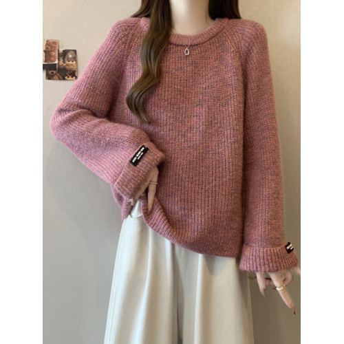 大碼高級穿搭內搭針織打底毛衣女秋冬季胖mm顯瘦慵懶寬松正肩上衣