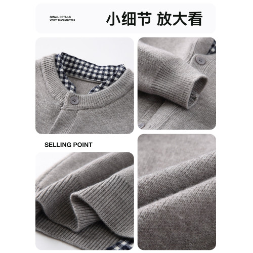 VUUG假兩件復古開衫毛衣男春秋冬季新款潮牌寬松慵懶風針織衫外套 VUUG假兩件復古開衫毛衣男春秋冬季新款潮牌寬松慵懶風針織衫外套