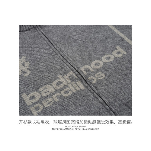 WHXS球服風高領開衫毛衣國潮牌寬松復古秋冬季針織衫拉鍊外套男 WHXS球服風高領開衫毛衣國潮牌寬松復古秋冬季針織衫拉鍊外套男