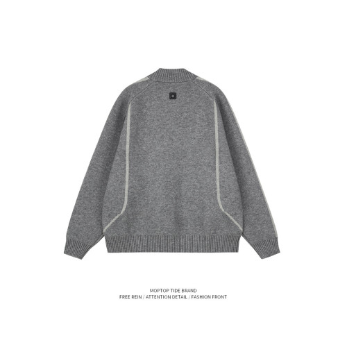 WHXS球服風高領開衫毛衣國潮牌寬松復古秋冬季針織衫拉鍊外套男 WHXS球服風高領開衫毛衣國潮牌寬松復古秋冬季針織衫拉鍊外套男