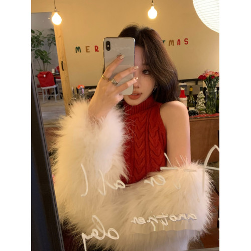 麻花高領針織背心女ins辣妹高級感小衆時尚顯瘦內搭無袖挖肩上衣