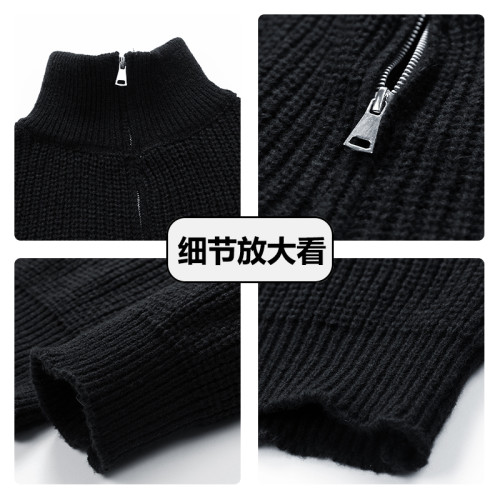 WASSUP FELIPE美式高街半拉鍊高領毛衣男士百搭休閒針織衫外套 WASSUP FELIPE美式高街半拉鍊高領毛衣男士百搭休閒針織衫外套