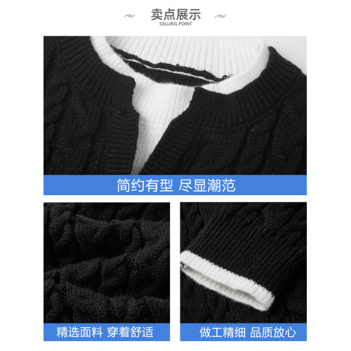 WASSUP ISSUE麻花紋針織衫男款秋冬季寬松慵懶風加絨加厚休閒毛衣 WASSUP ISSUE麻花紋針織衫男款秋冬季寬松慵懶風加絨加厚休閒毛衣