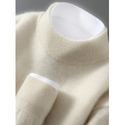 100%純羊毛衫男士秋冬半高領針織新款羊絨衫套頭青年寬松毛衣打底