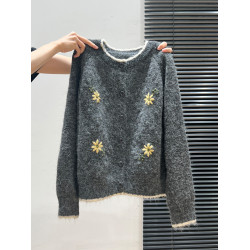 復古費爾島綉花長袖紐釦針織開衫女2025秋冬季高級慵懶風毛衣外套