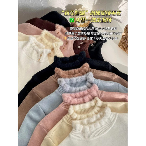 高級感超好看毛衣女冬季加厚2025新款內搭加絨打底衫秋冬高領上衣