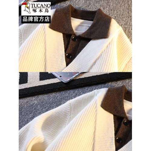 啄木鳥假兩件混紡毛衣男2025新款秋冬季襯衫領肌理感針織衫毛衫潮 啄木鳥假兩件混紡毛衣男2025新款秋冬季襯衫領肌理感針織衫毛衫潮