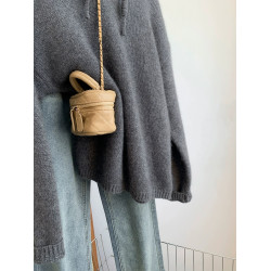 灰色浣熊絨連帽毛衣女秋冬季加厚慵懶風高級感帶帽針織衫衛衣帽衫