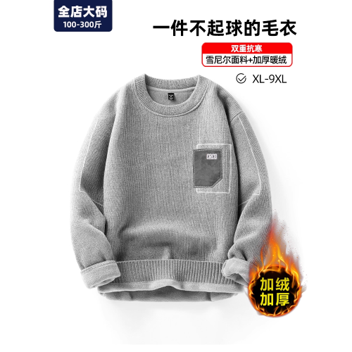 雪尼爾毛衣男大碼冬季加絨加厚青年男士潮胖子加肥加大300斤男裝 雪尼爾毛衣男大碼冬季加絨加厚青年男士潮胖子加肥加大300斤男裝