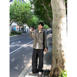 25FW 日式半高領紐釦開衫毛衣男秋冬季簡約休閒長袖針織線衣外套