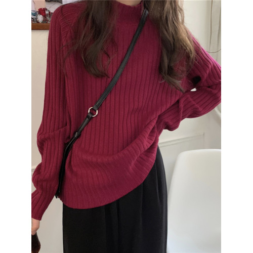 2025秋季純色半高領坑條設計感針織毛衣大碼女裝寬松顯瘦套頭上衣 2025秋季純色半高領坑條設計感針織毛衣大碼女裝寬松顯瘦套頭上衣
