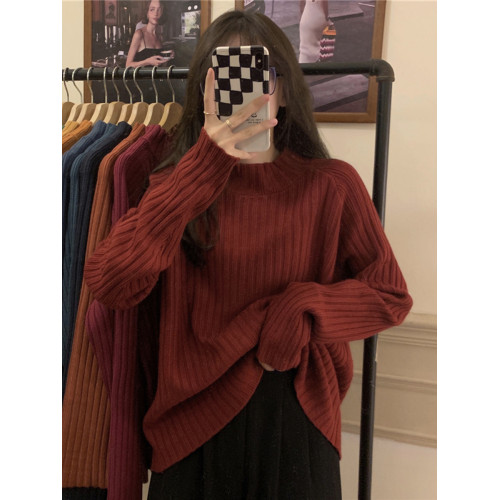 2025秋季純色半高領坑條設計感針織毛衣大碼女裝寬松顯瘦套頭上衣 2025秋季純色半高領坑條設計感針織毛衣大碼女裝寬松顯瘦套頭上衣