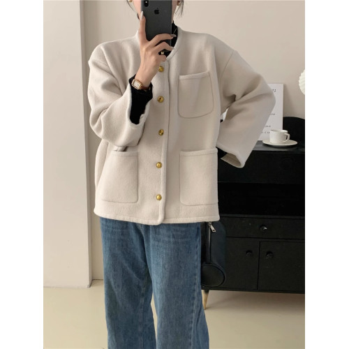 雙面尼針織開衫女2025秋季新款法式輕奢小香風小個子短款毛衣外套