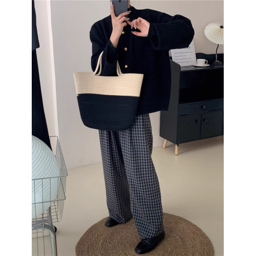 雙面尼針織開衫女2025秋季新款法式輕奢小香風小個子短款毛衣外套