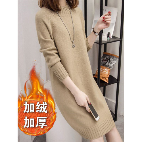 毛衣女套頭中長款半高領2025秋冬加絨加厚寬松百搭女士針織打底衫 毛衣女套頭中長款半高領2025秋冬加絨加厚寬松百搭女士針織打底衫